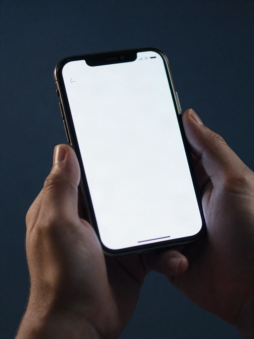 Hands holding a phone completing a payment with no signal